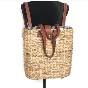 Chic Woven Basketweave Straw Picnic Backpack+Tote